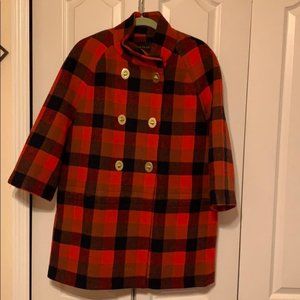 Coach Large Red Plaid Coat Size Large